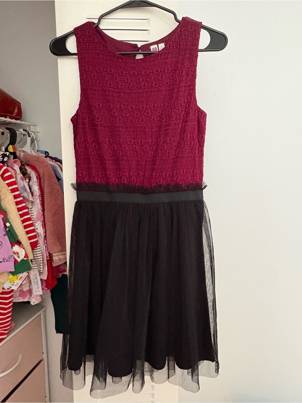 AUW Burgundy and Black Sleeveless Mini Dress